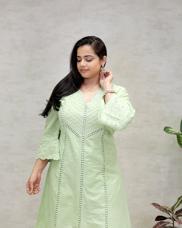A-line Kurta Pintex Yoke with Pants — view 2