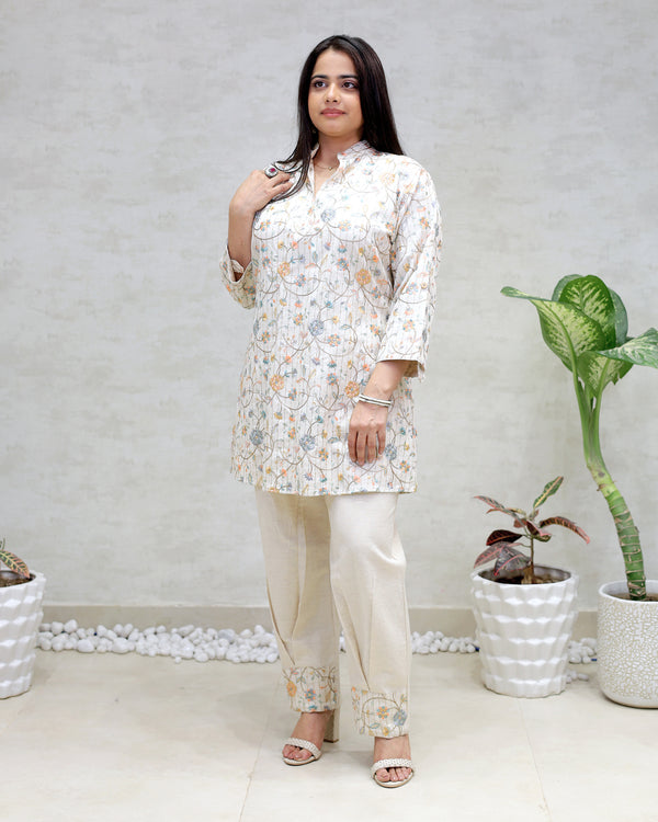 Achkan Khadi Cotton Kurta with Pants — view 2