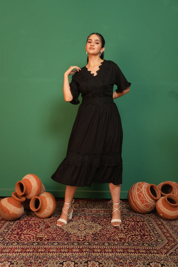 Spring Summer Maxi Dress - Black