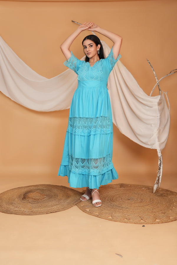 Spring Summer Maxi Dress - Sky Blue