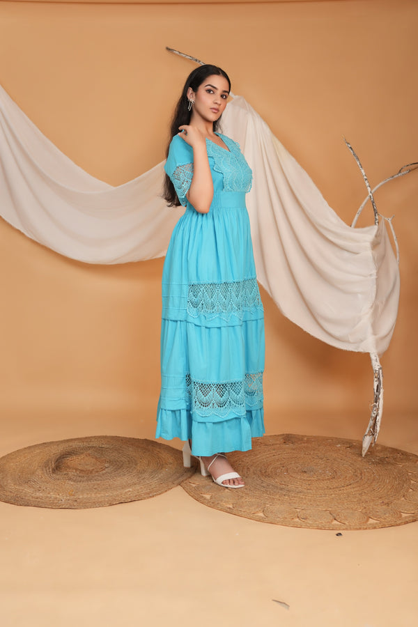 Spring Summer Maxi Dress - Sky Blue — view 2