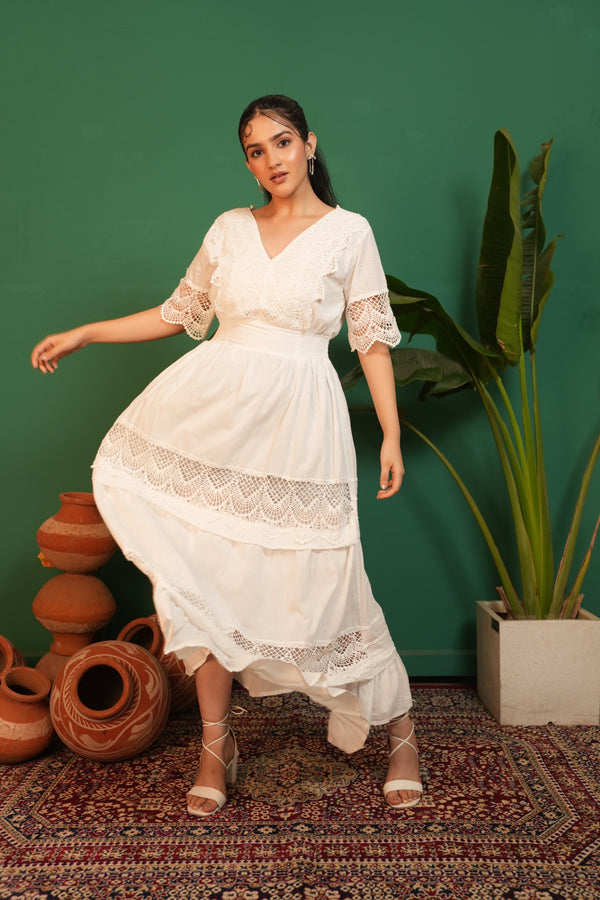 Spring Summer Maxi Dress - White