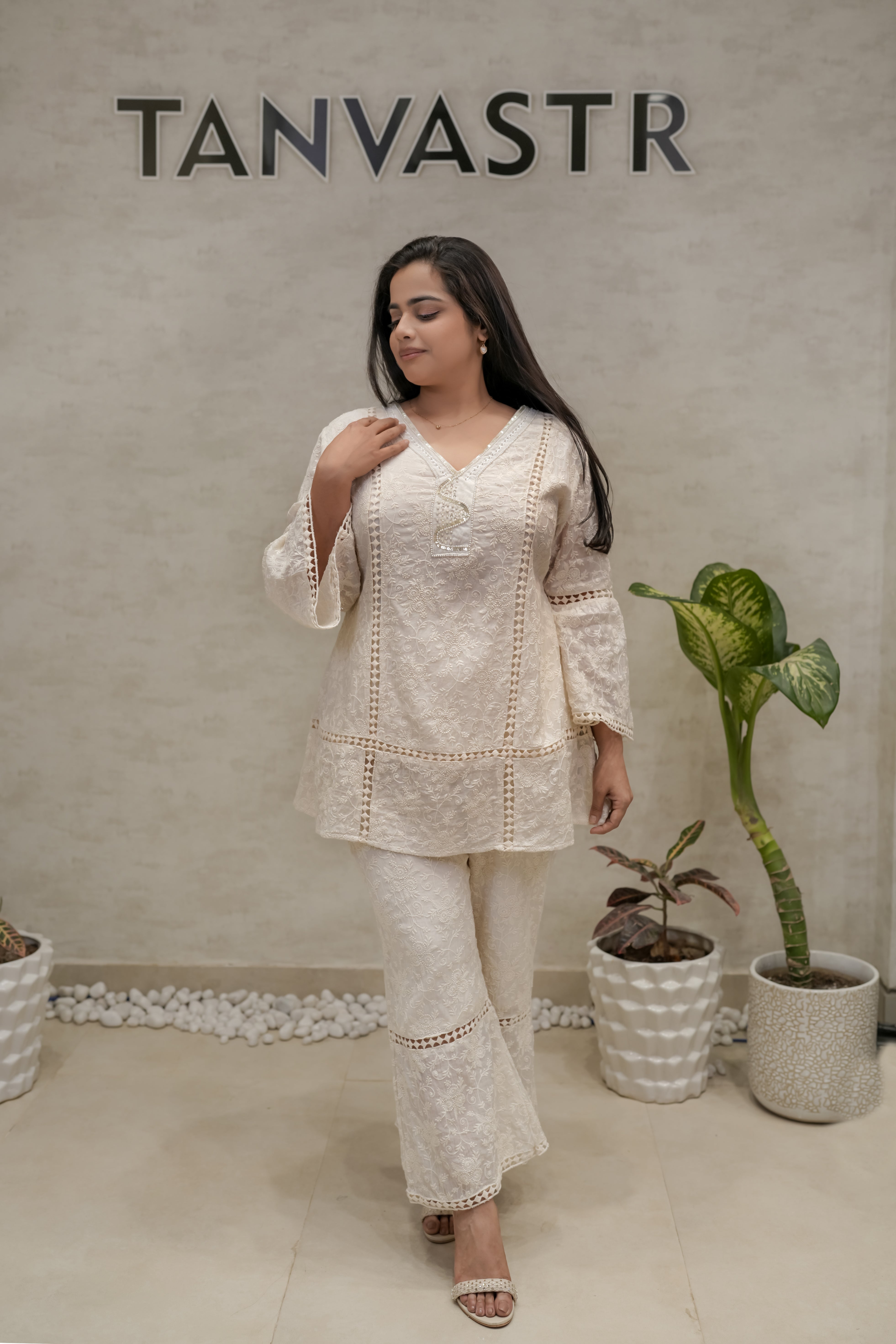 Full Sleeves Embroidered Short Kurta Top