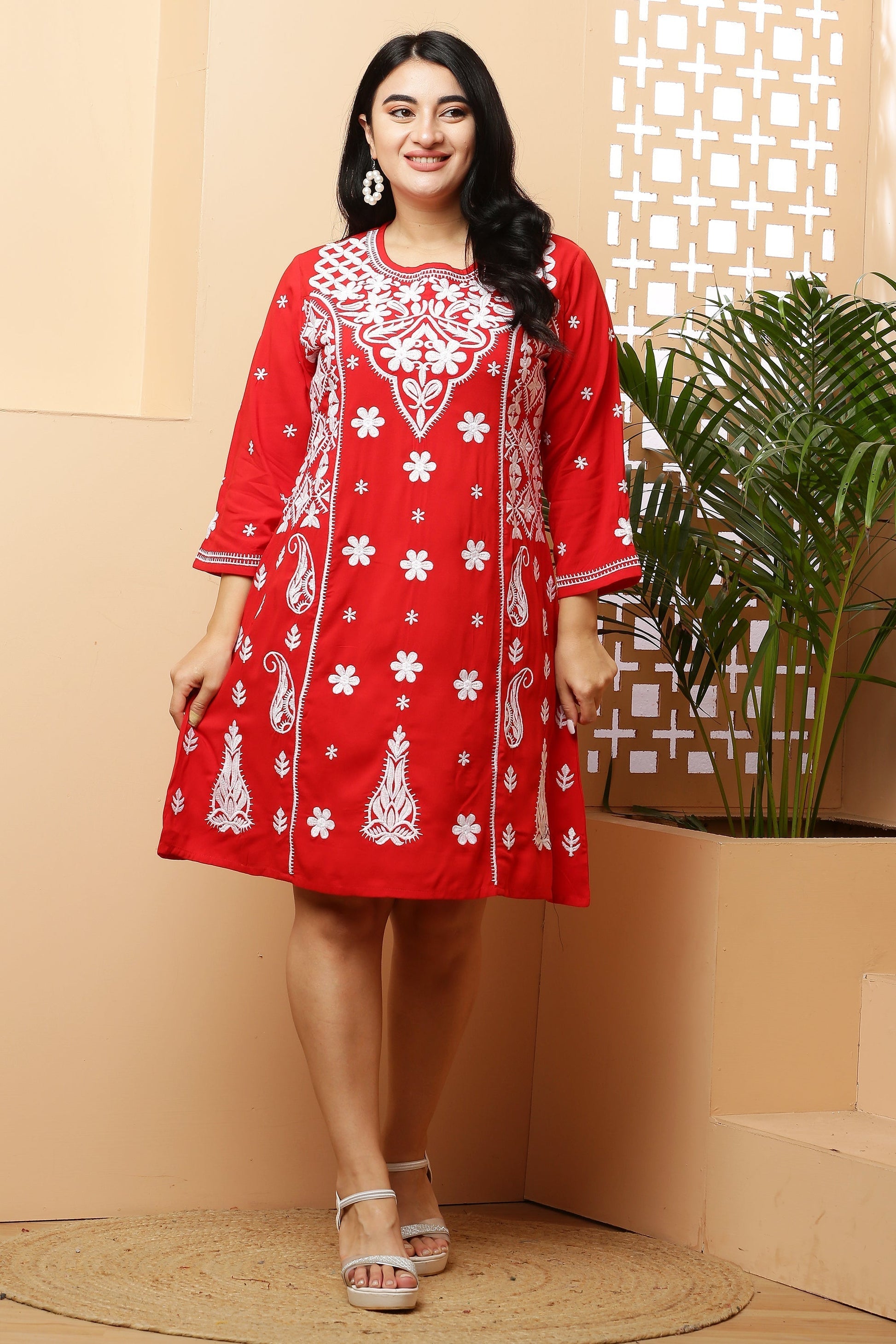 A-Line Embroidery Kurta Dress