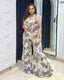 Floral Sequenced Net Jacket with Bustier & Flared Pants