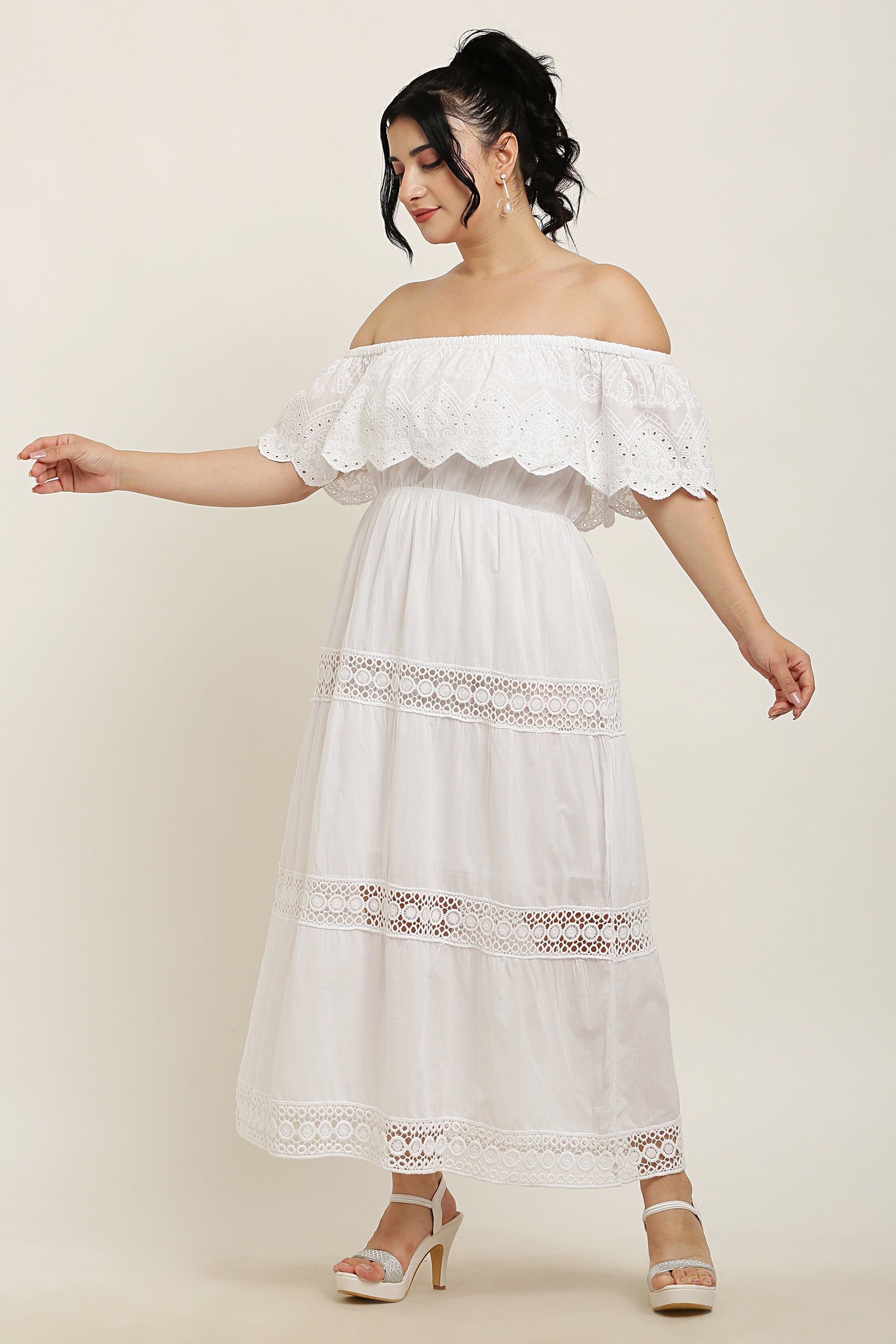 Boat Neck Tiered Dress