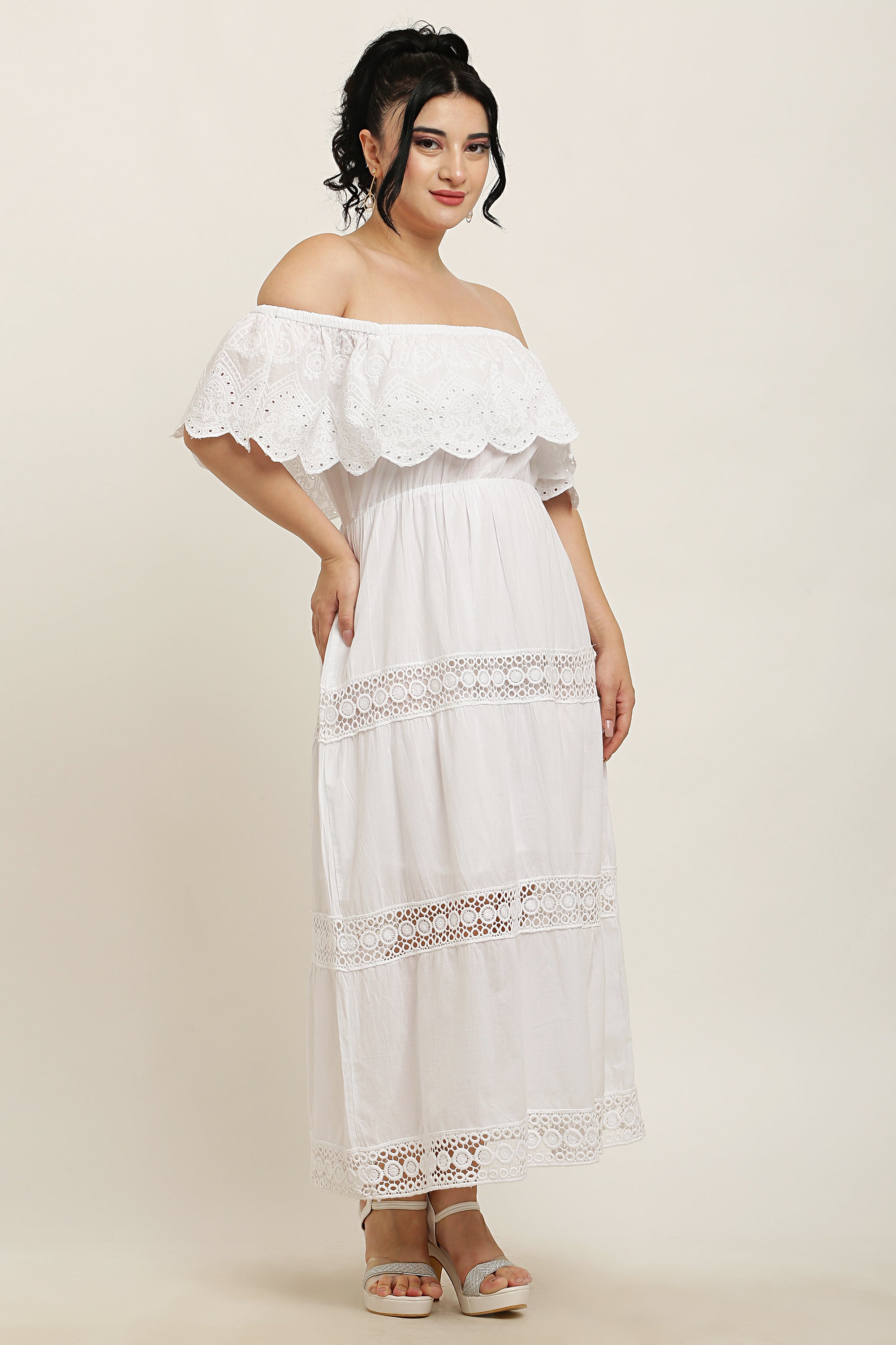 Boat Neck Tiered Dress