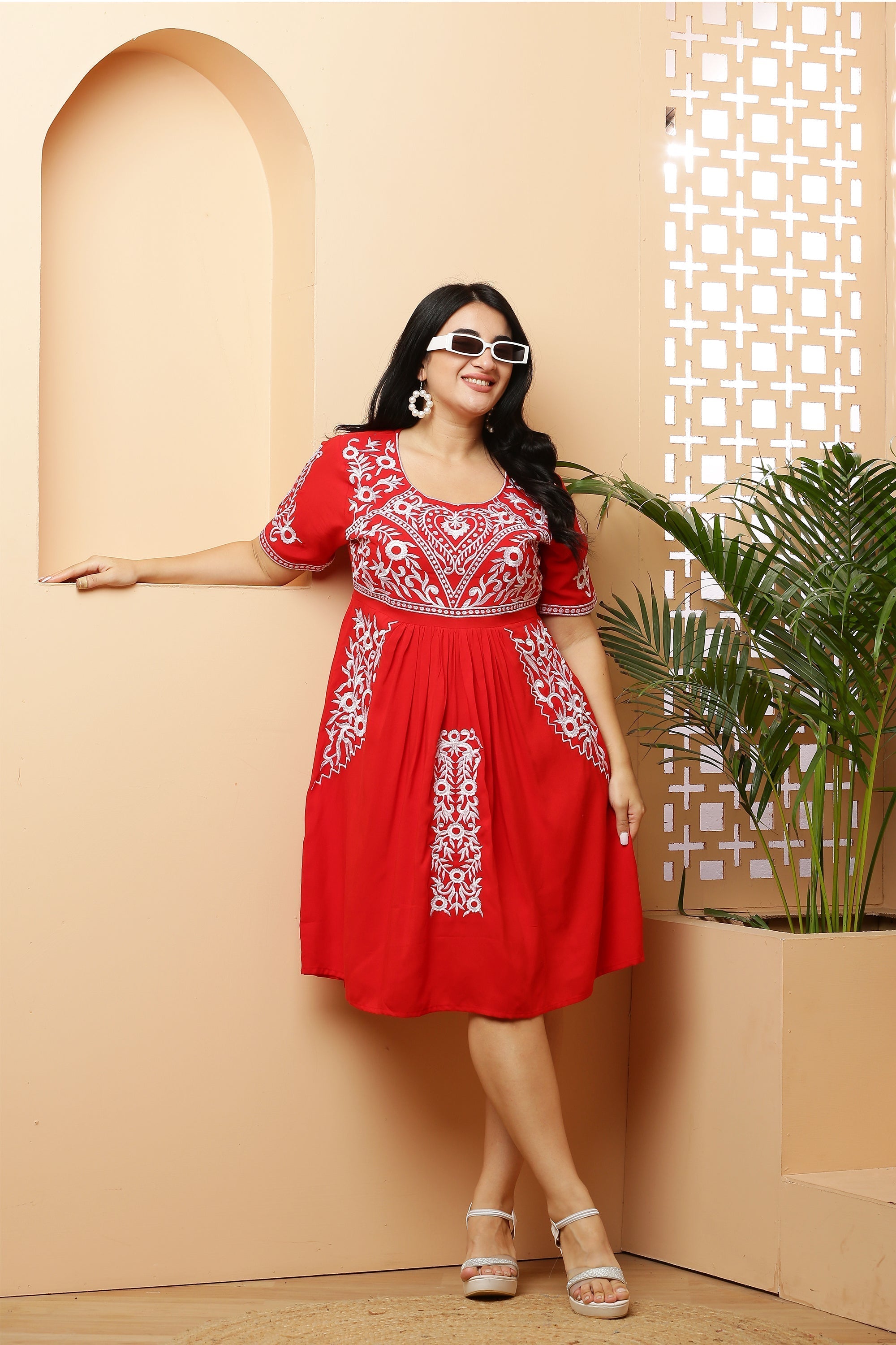 A-Line Yoke Embroidery Kurta Dress