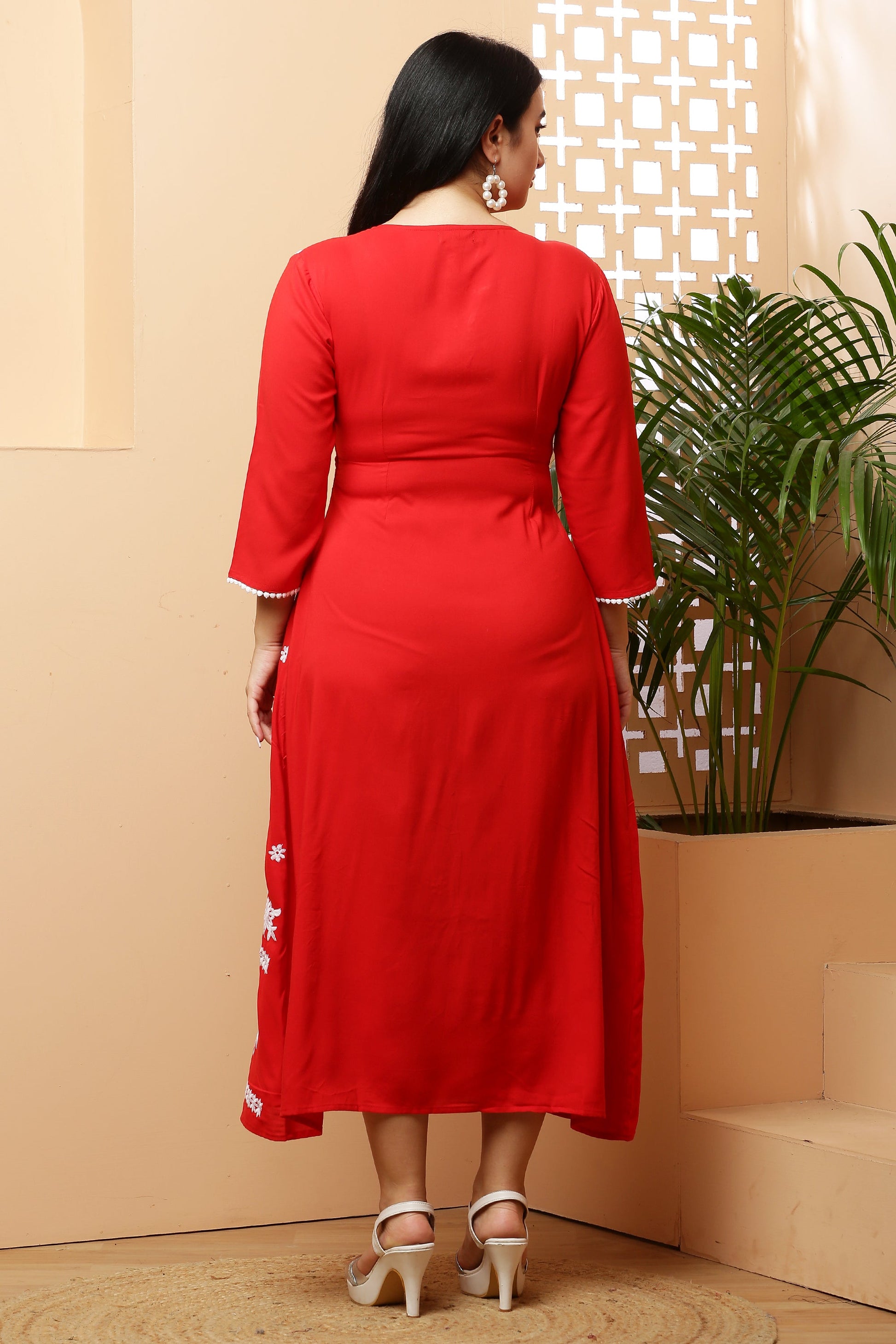 Ankle Length Yoke Embroidery Dress