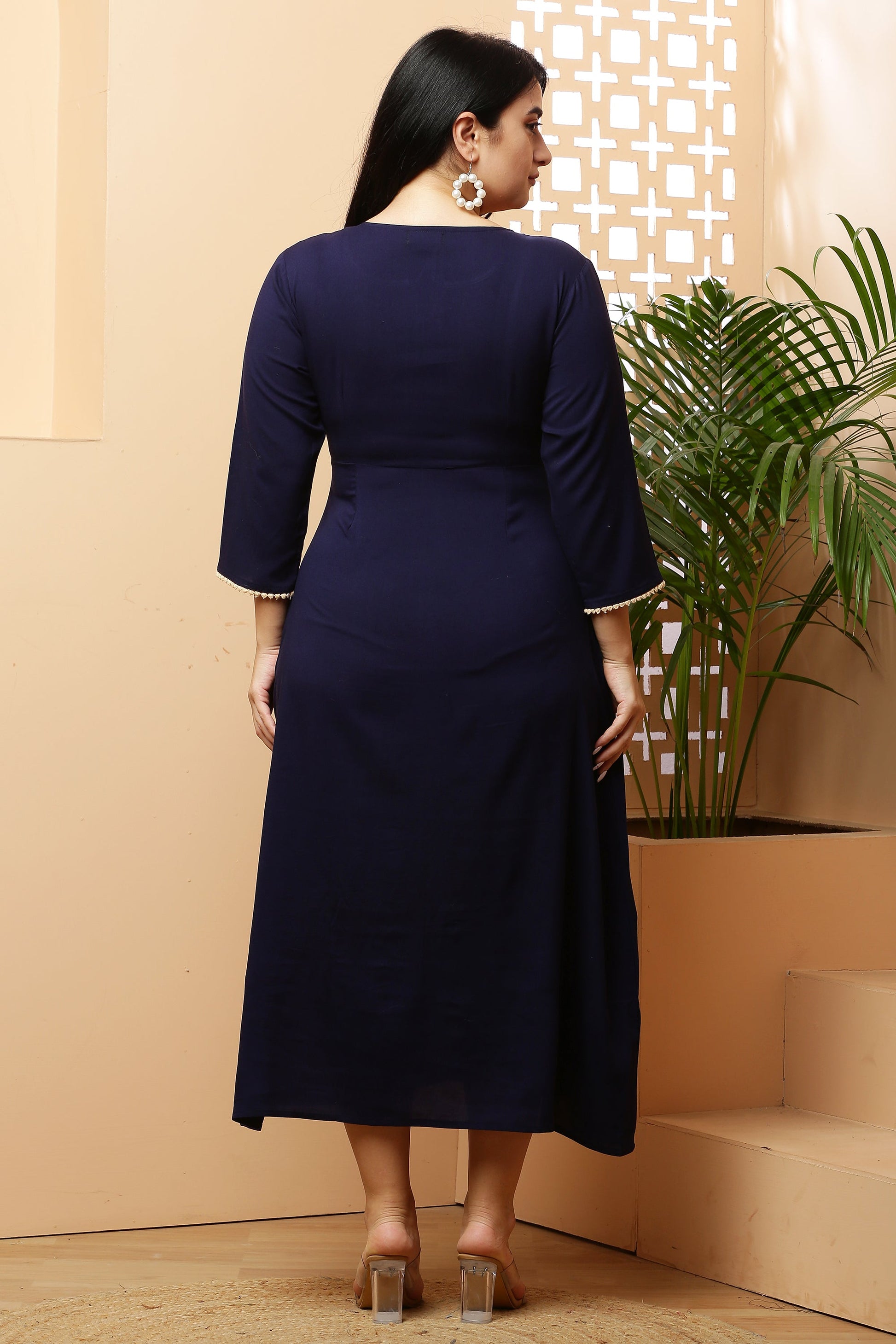 Ankle Length Yoke Embroidery Dress