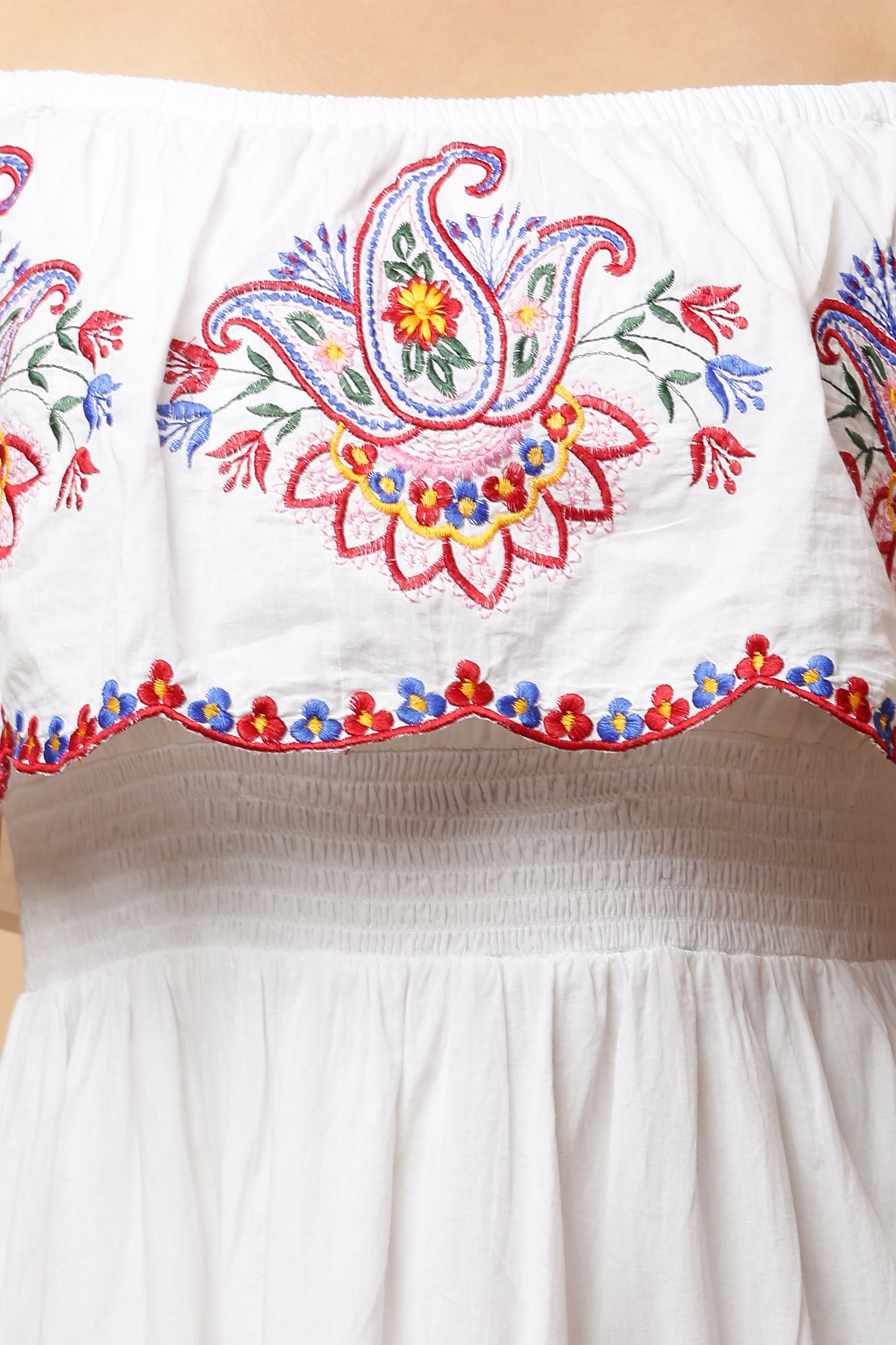 Off-Shoulder Embroidered Dress