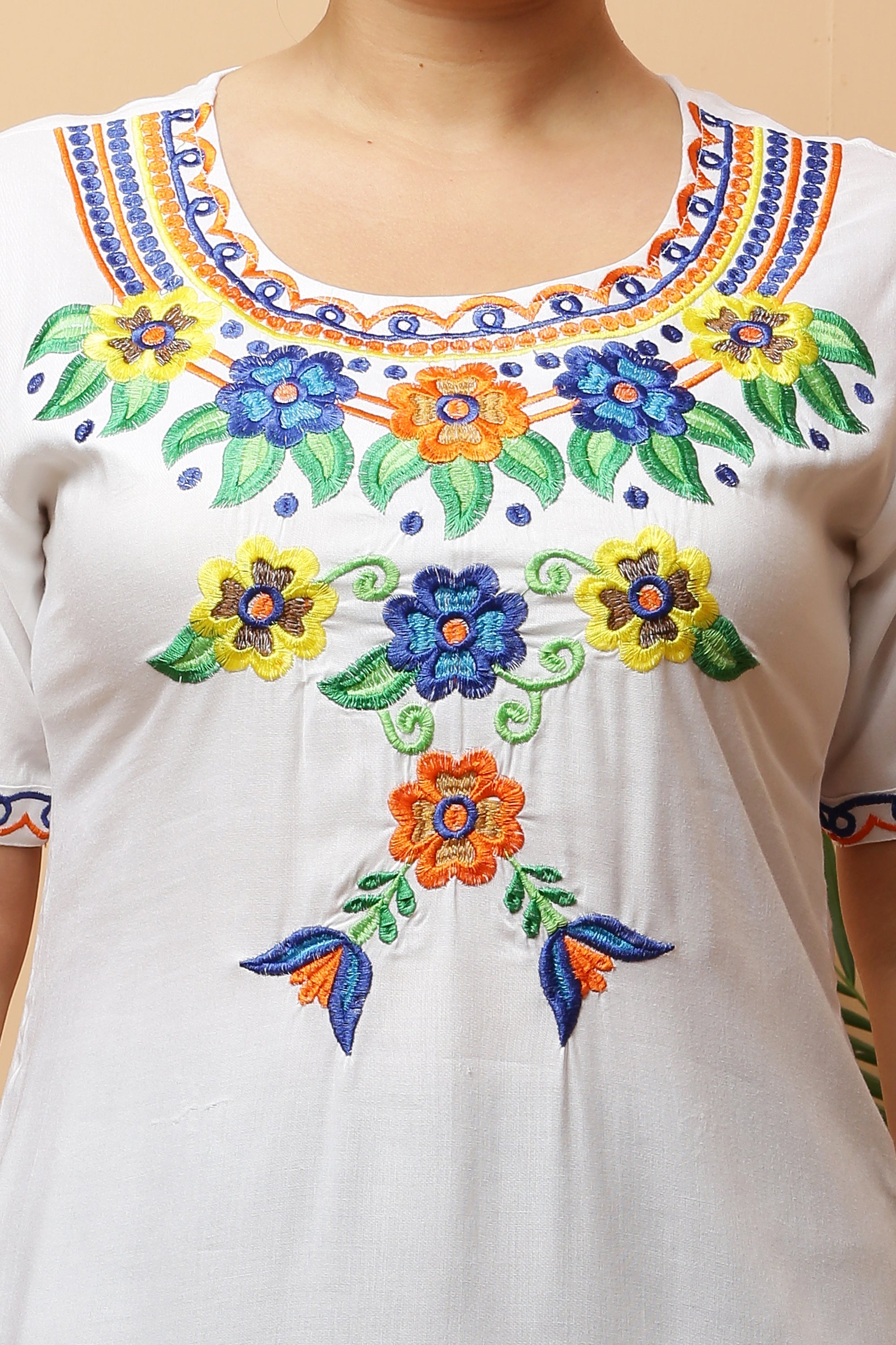 Floral Embroidery Short Kurta