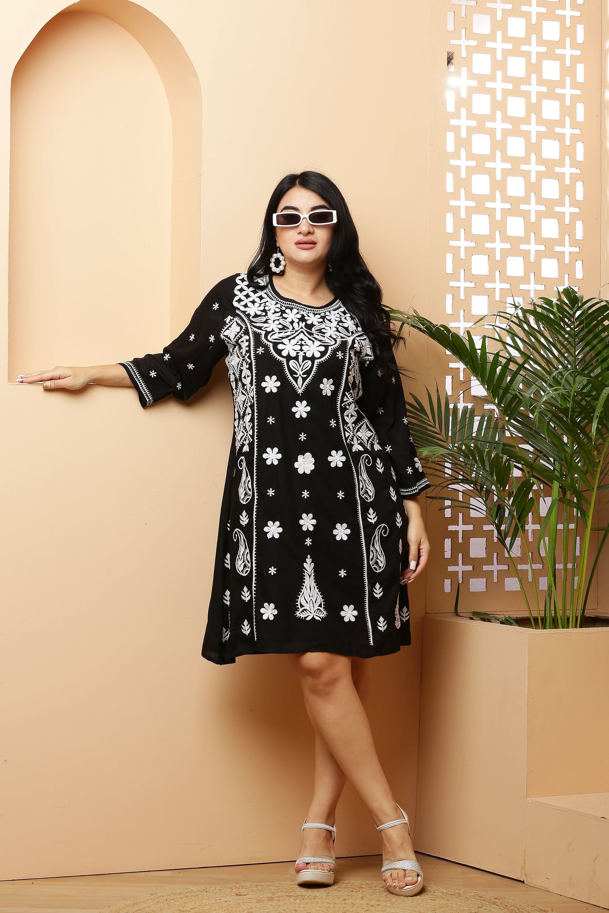 A-Line Embroidery Kurta Dress