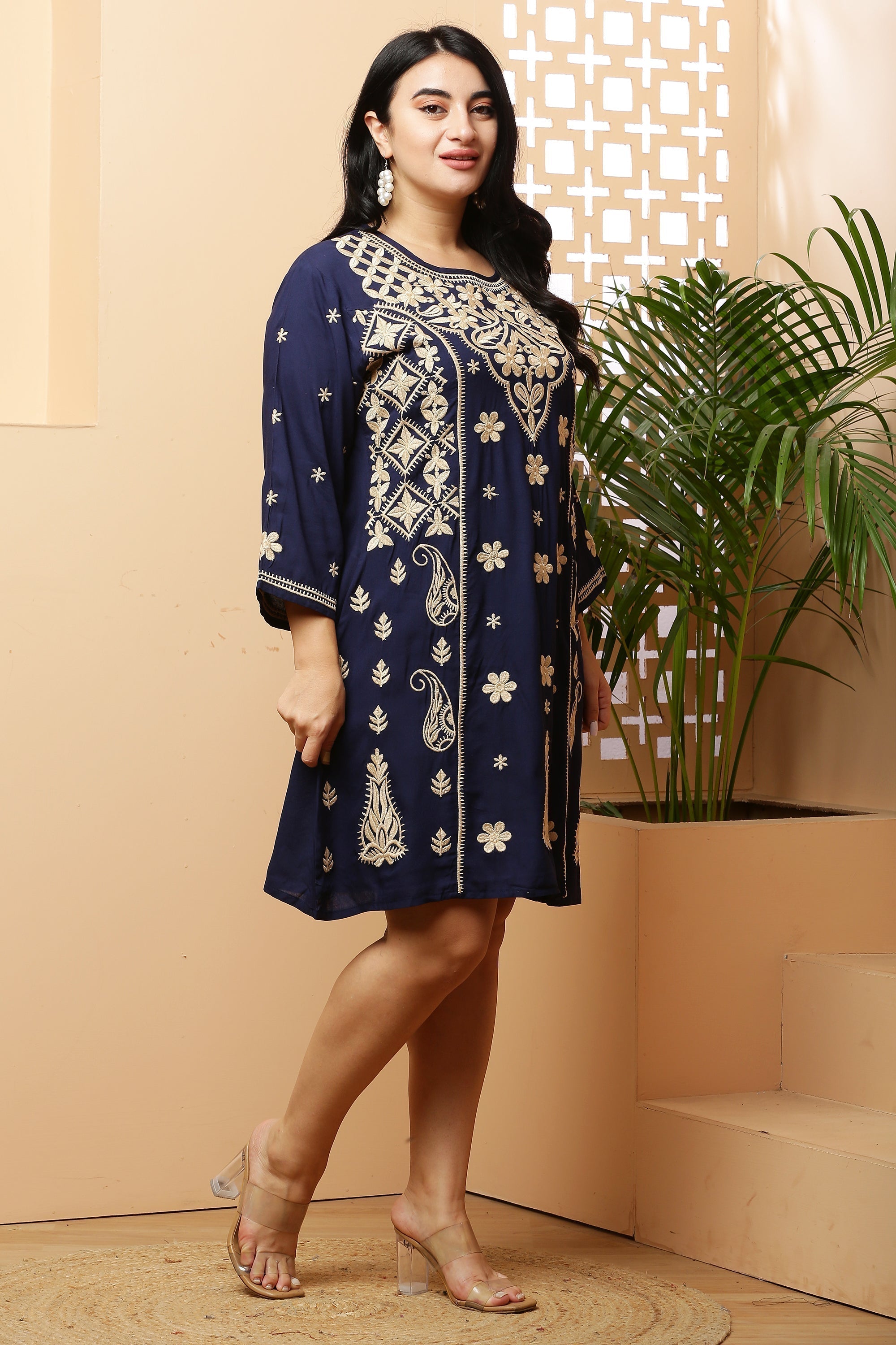 A-Line Embroidery Kurta Dress