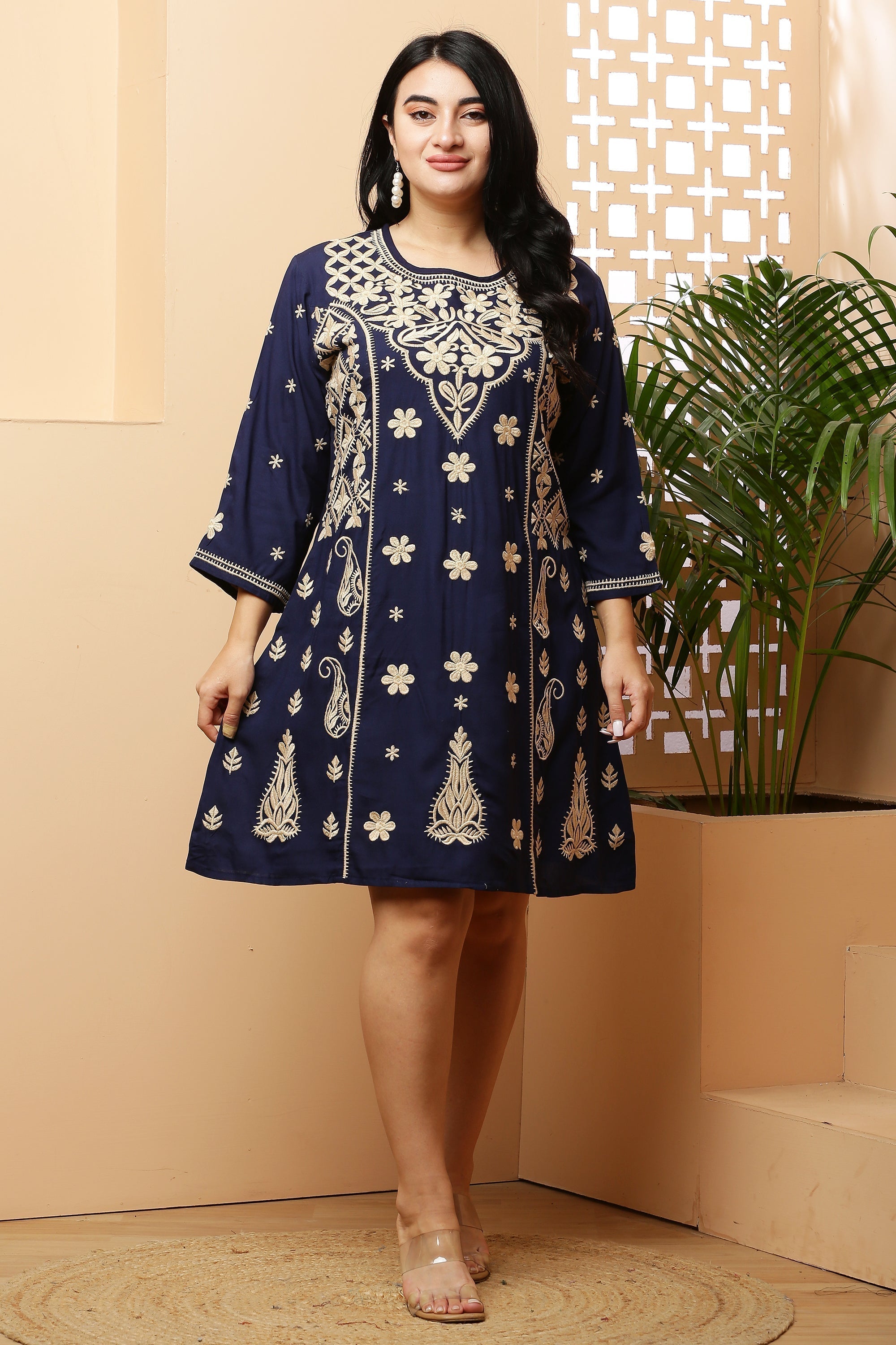 A-Line Embroidery Kurta Dress