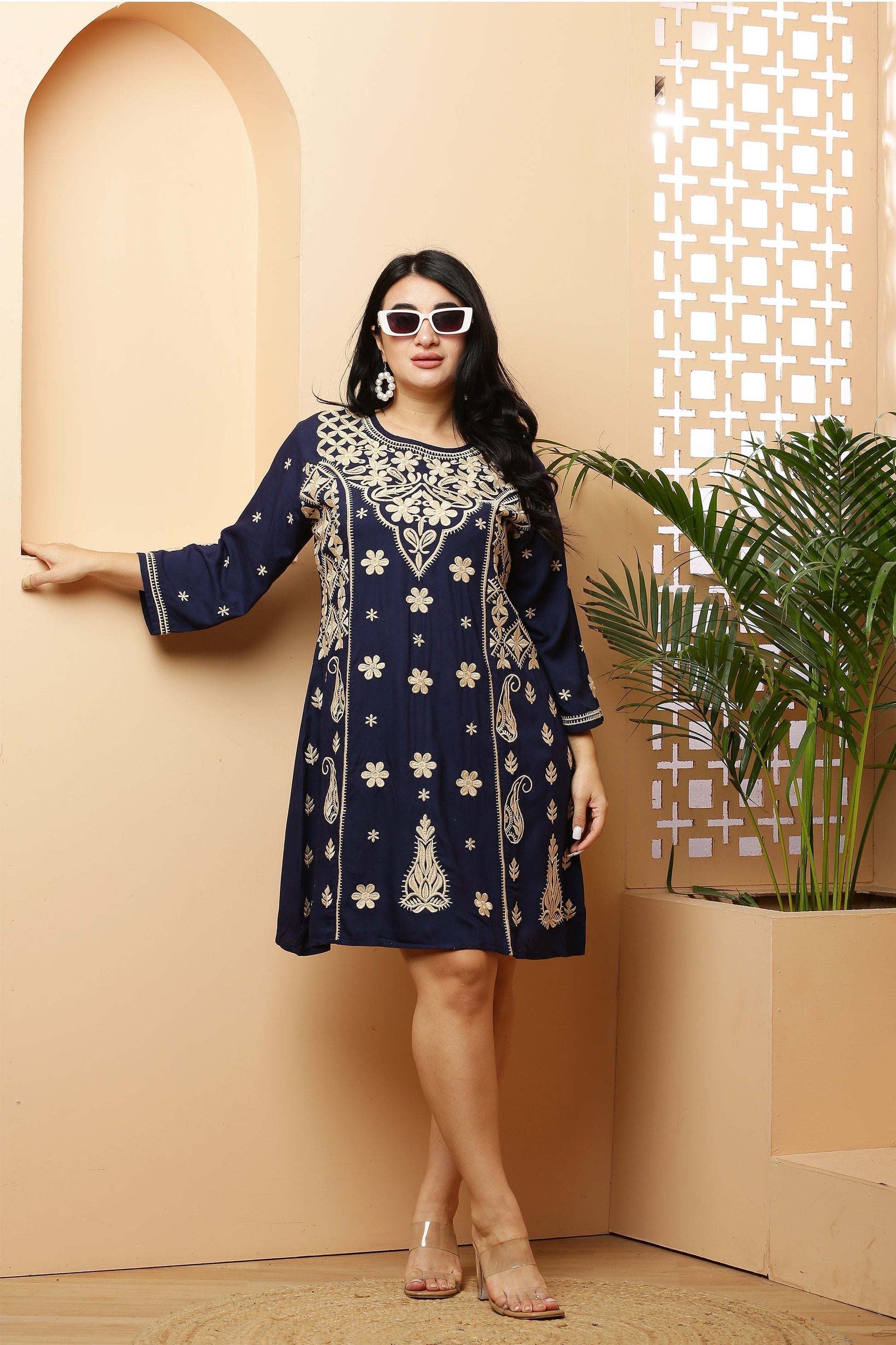 A-Line Embroidery Kurta Dress