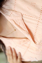Chinese Collar Schiffli Crop Top with Plazzo Pants