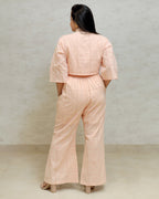 Chinese Collar Schiffli Crop Top with Plazzo Pants