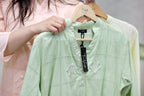 Chinese Collar Schiffli Kurta with Plazzo Pants