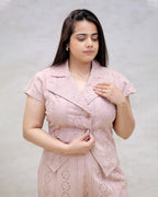 Floral Schiffli Short Shirt with Pants