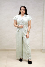 Floral Schiffli Short Shirt with Pants