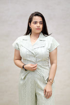 Floral Schiffli Short Shirt with Pants