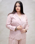 Floral Schiffli Long Shirt with Cargo Pants