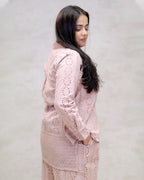 Floral Schiffli Long Shirt with Cargo Pants