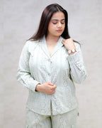 Floral Schiffli Long Shirt with Cargo Pants