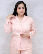 Floral Schiffli Long Shirt with Cargo Pants