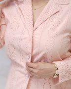 Floral Schiffli Long Shirt with Cargo Pants