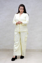 Floral Schiffli Long Shirt with Cargo Pants