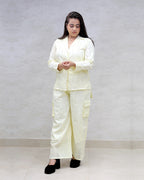 Floral Schiffli Long Shirt with Cargo Pants