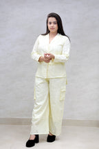 Floral Schiffli Long Shirt with Cargo Pants