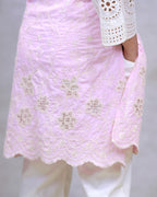 Crochet Embroidered Straight Kurta with Pants