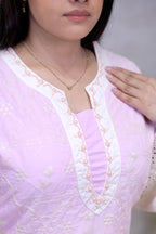 Crochet Embroidered Straight Kurta with Pants