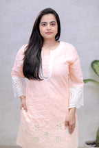 Crochet Embroidered Straight Kurta with Pants