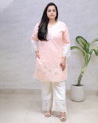 Crochet Embroidered Straight Kurta with Pants