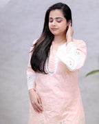 Crochet Embroidered Straight Kurta with Pants