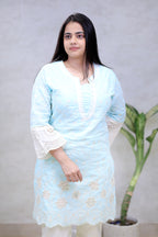 Crochet Embroidered Straight Kurta with Pants