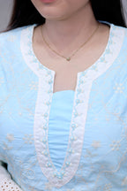 Crochet Embroidered Straight Kurta with Pants