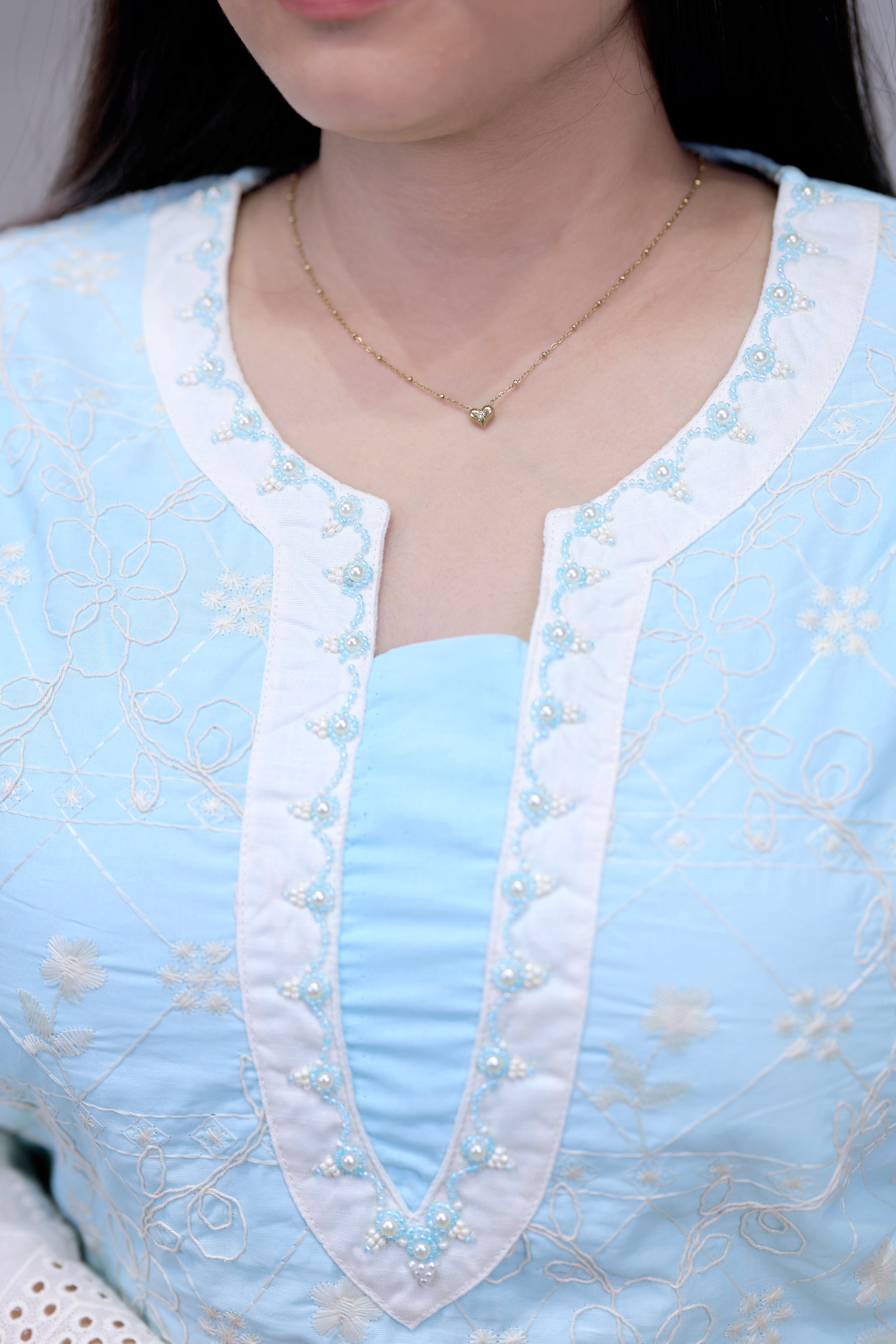 Crochet Embroidered Straight Kurta with Pants