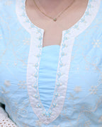 Crochet Embroidered Straight Kurta with Pants