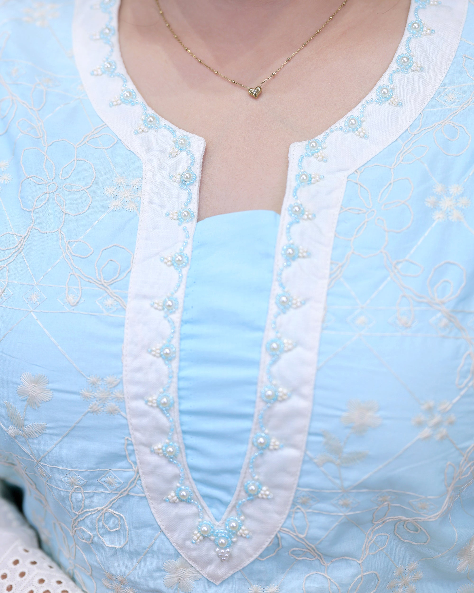 Crochet Embroidered Straight Kurta with Pants