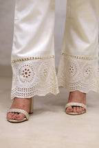 Crochet Embroidered Straight Kurta with Pants