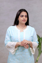 Crochet Embroidered Straight Kurta with Pants