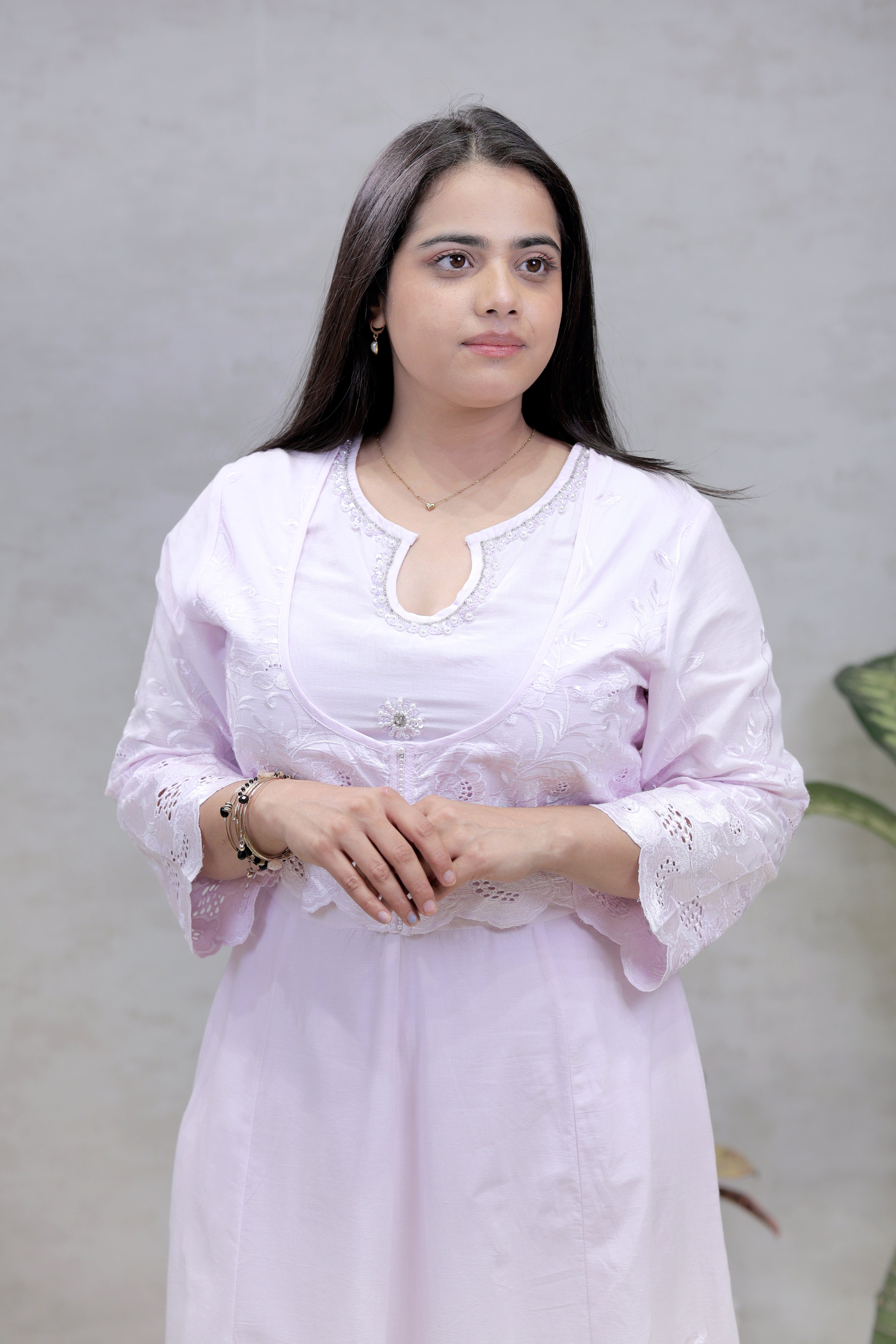 A-Line with Anarkali Yoke Kurta with Pants