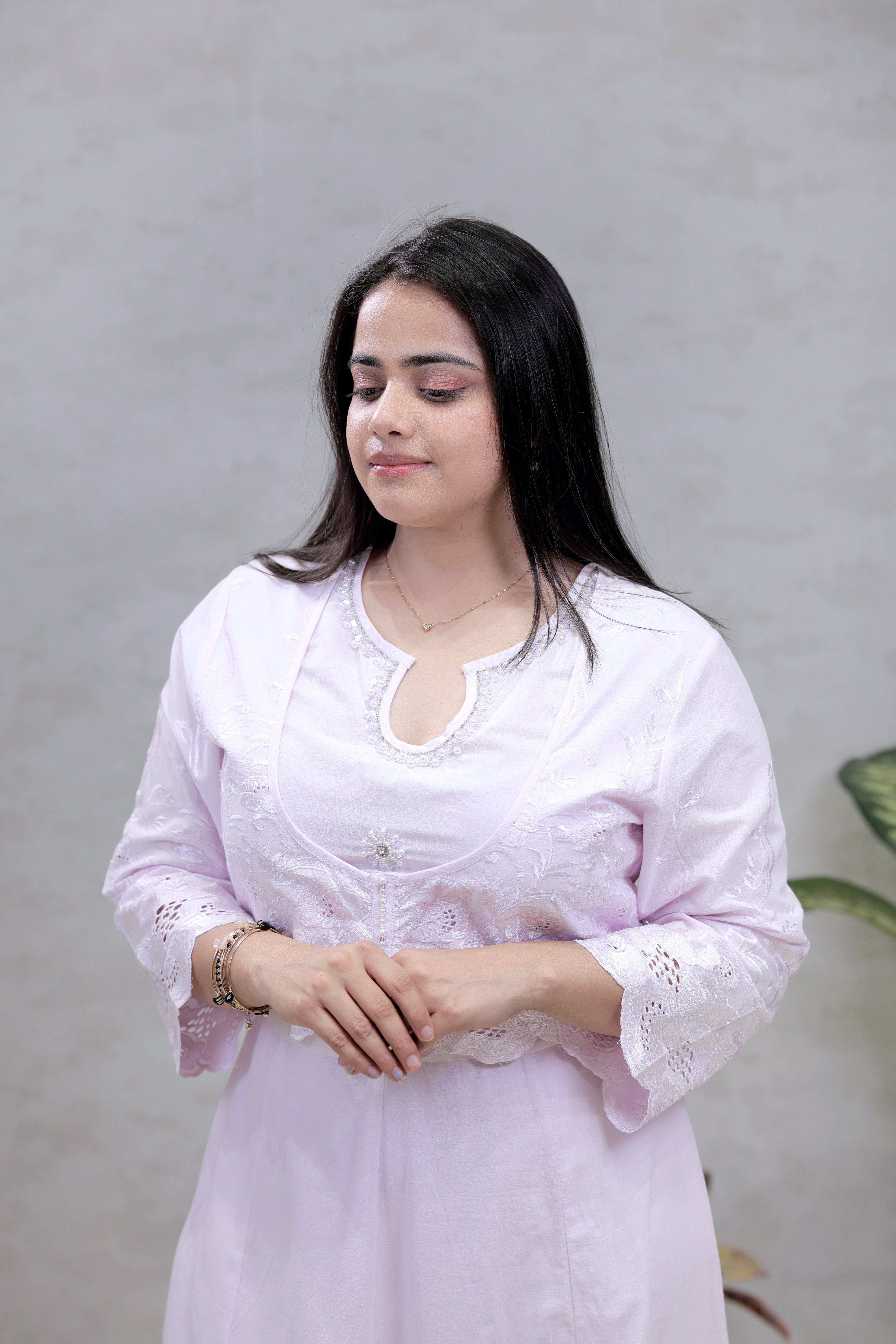 A-Line with Anarkali Yoke Kurta with Pants