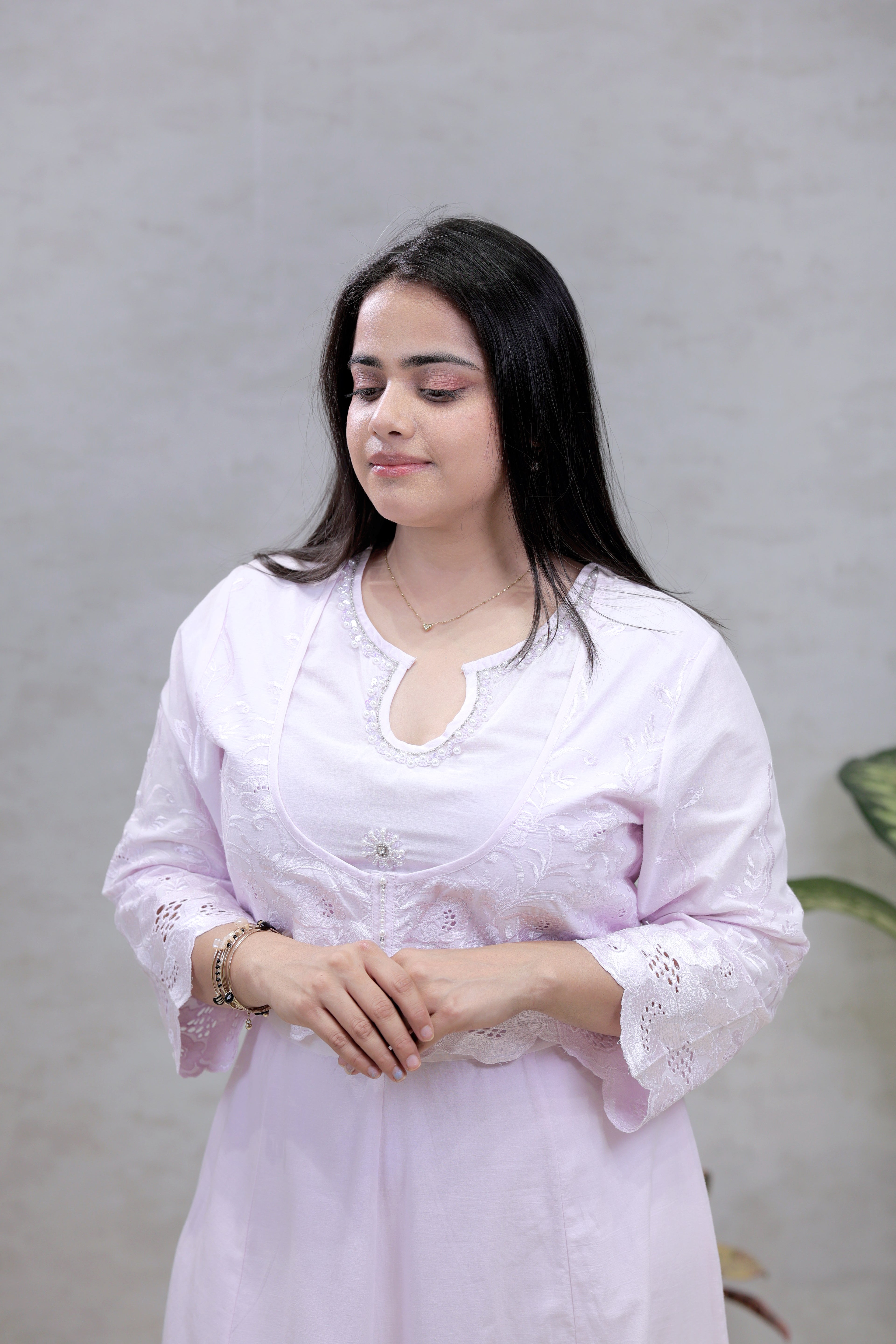 A-Line with Anarkali Yoke Kurta with Pants