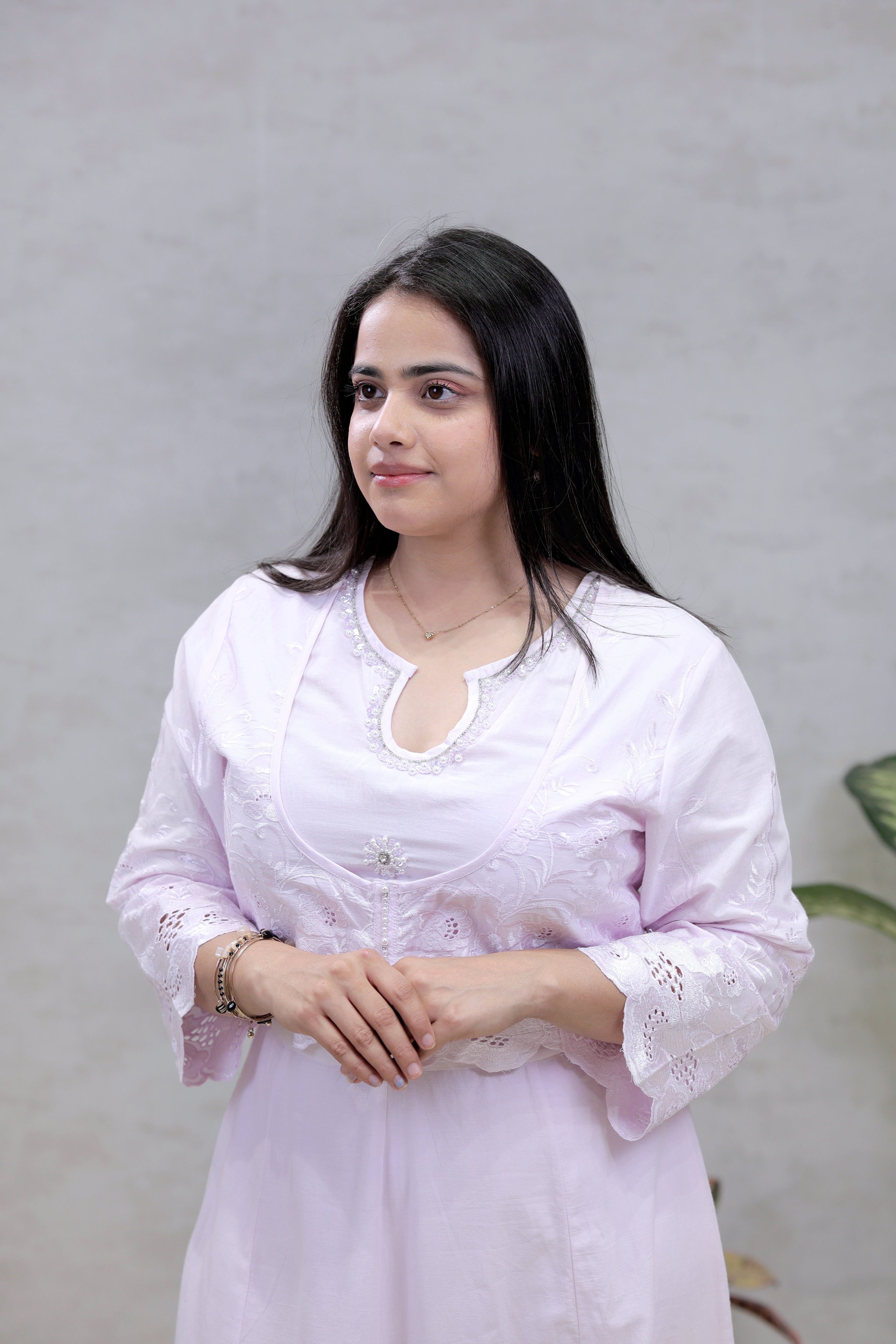 A-Line with Anarkali Yoke Kurta with Pants